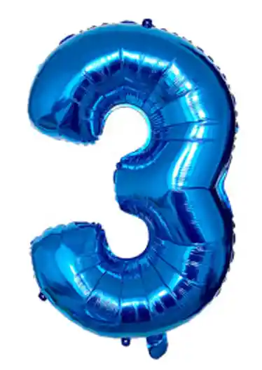 Globo Metalizado Inflable 32 Pulgadas Numero 3 Azul