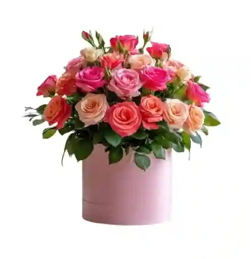 Caja Rosa – Rosas Multicolor Pastel