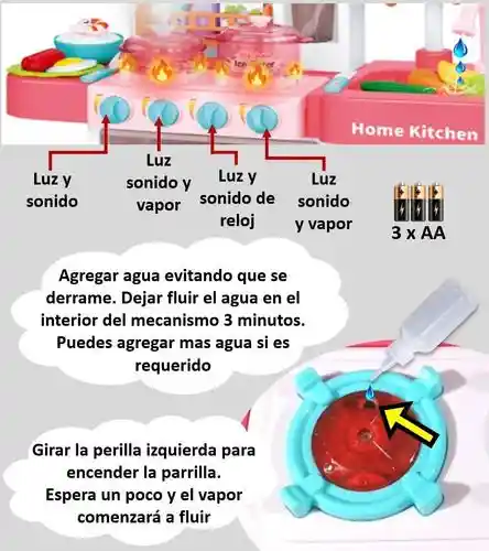 Juguete Cocina Para Niñas Con Vapor, Luces Y Sonido Portahelados