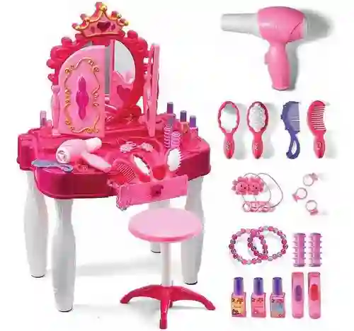 Juguete Tocador Para Niña Con Luces Sonidos Silla Y Accesorios