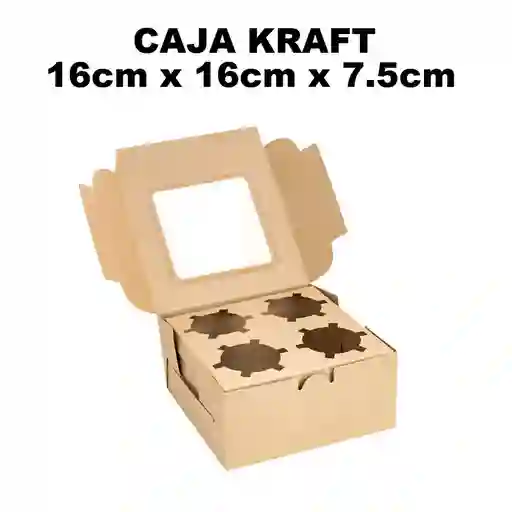 Caja De Kraft Cupcakes 16x16x7.5 Cm Con Ventana