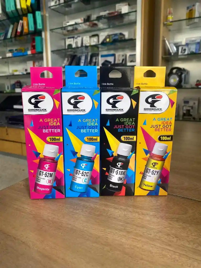Combo De Tintas Hp Gihonclick Gt Series – Gt-51bk Negra + Colores Gt52 (c/m/y) 100ml | Compatibles Hp Ink Tank / Gt51 / Gt52 |