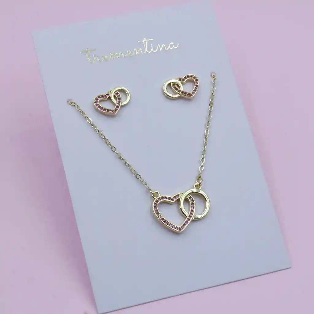 Set Dorado Corazon Aro
