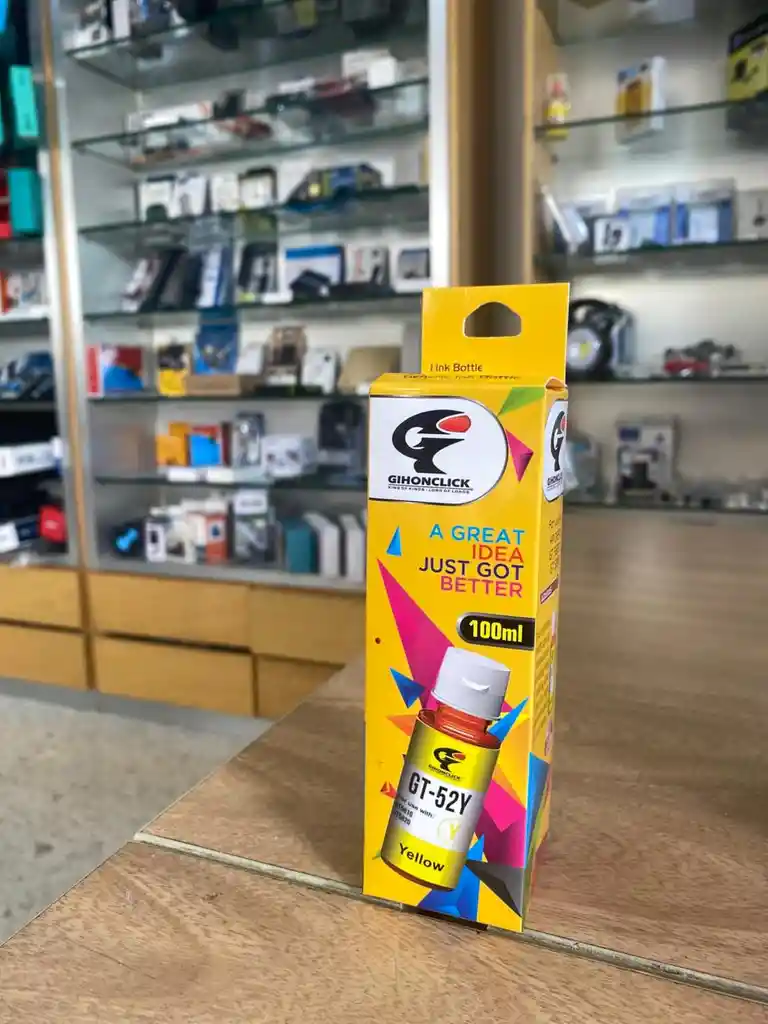 🟡 Tinta Amarilla Hp Gihonclick Gt-52y Compatible Con Hp – 100ml
