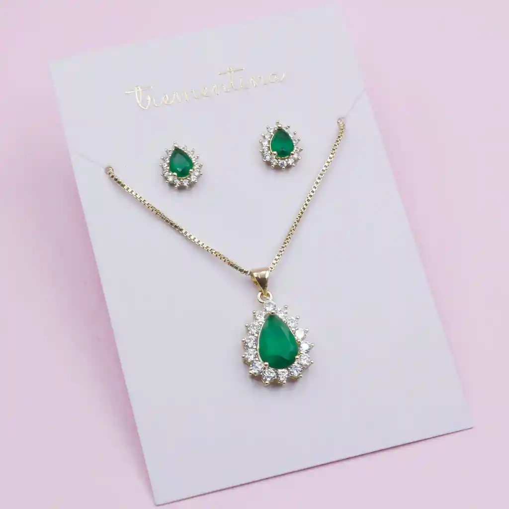 Set Dorado Gota Del Mar Verde