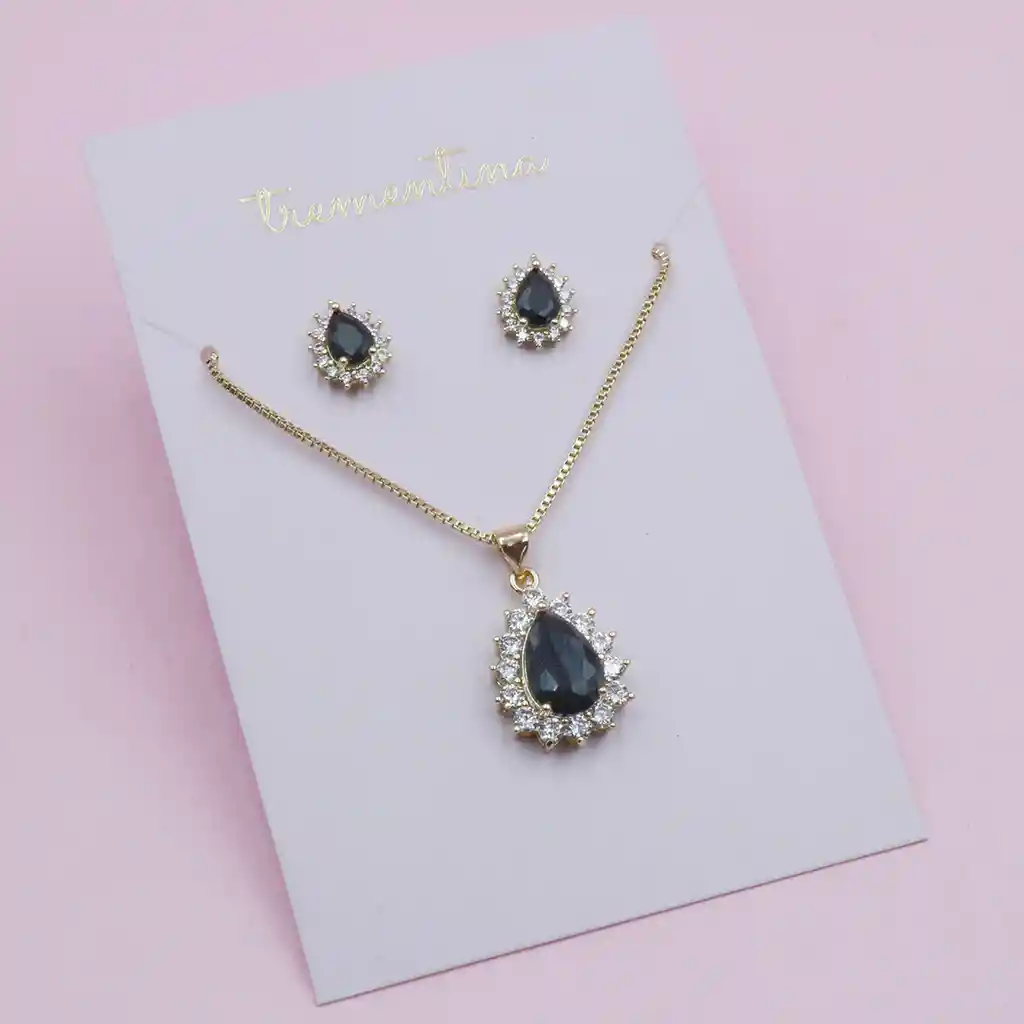 Set Dorado Gota Del Mar Negra