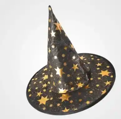 Gorro Bruja Negro Y Dorado Halloween