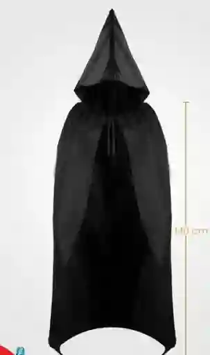Capa Negra Con Capota 140 Cm Halloween
