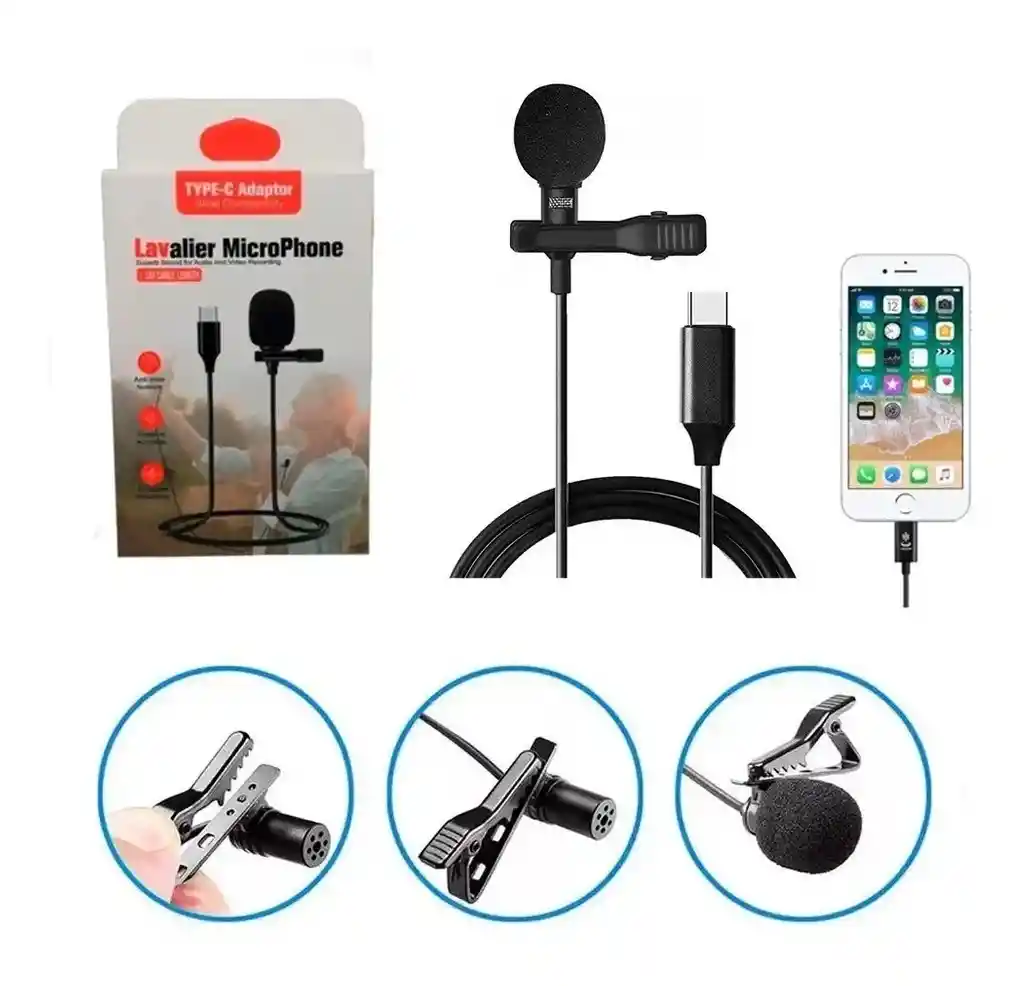 Micrófono De Solapa Tipo C Alambrico