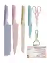 Set De Cuchillos Juego X6 Piezas Colores Pastel Cocina Knife