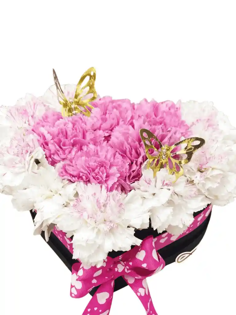 Caja Corazon Con Claveles