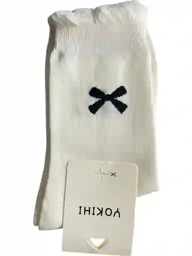 Medias Coquette Corbatin Blanco Y Negro Mujer