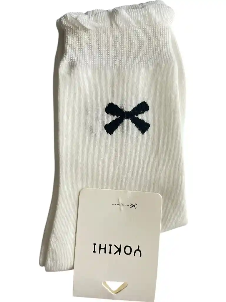 Medias Coquette Corbatin Blanco Y Negro Mujer