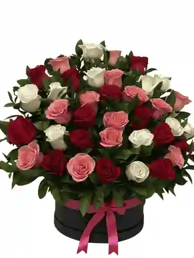 Arreglo En Caja Redonda De Rosas