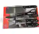 Set De Cocina 6 En 1 Cuchillos Afilador Tabla Hacha