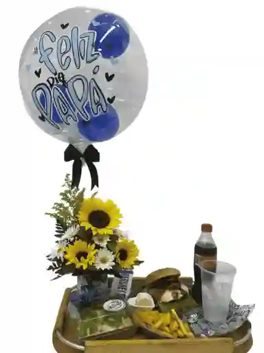 Desayuno Sorpresa Con Hamburguesa Y Flores