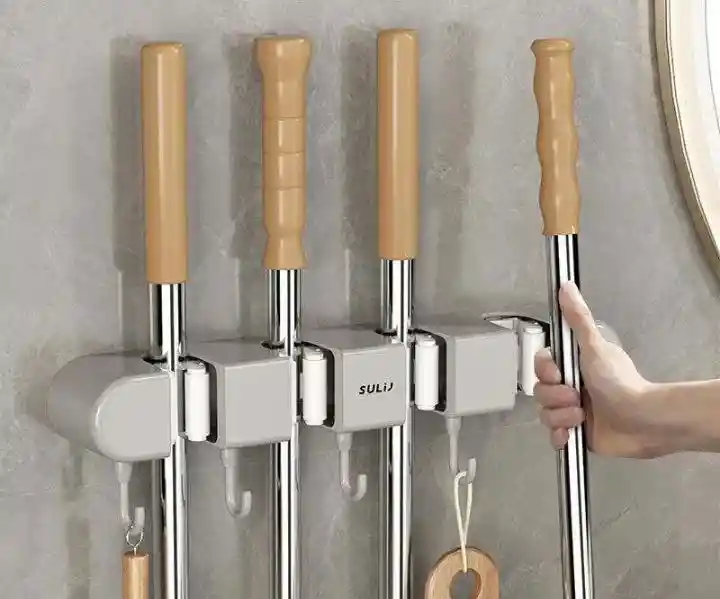 Organizador Pared Trapero Escobas Utensilios De Aseo