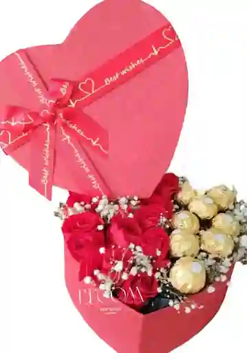 Flores Rosas Rojas Y Chocolates Corazón