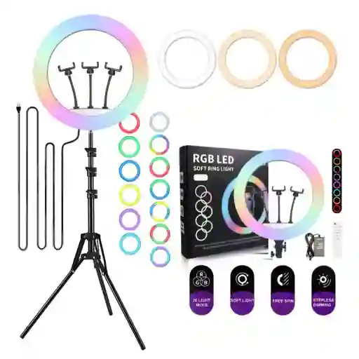 Aro De Luz Led Rgb 45 Cm Profesional + Control + trípode