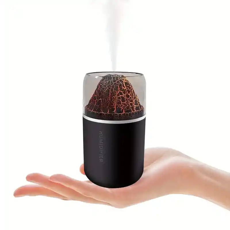 Humidificador Aromatizante Difusor Estilo Volcán Negro Pequeño