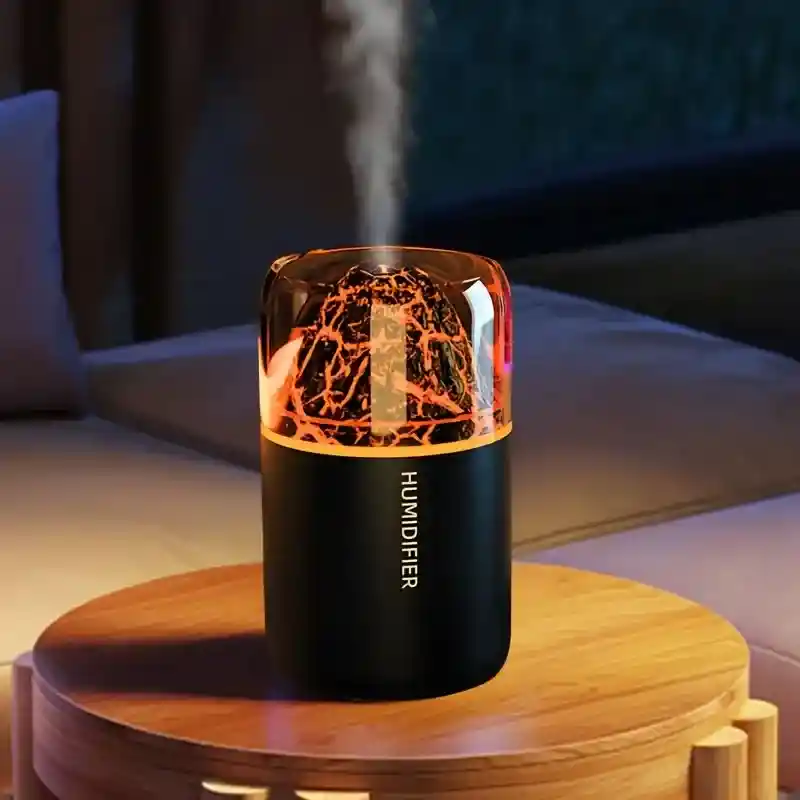 Humidificador Aromatizante Difusor Estilo Volcán Negro Pequeño