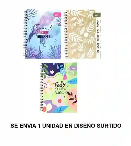 Cuaderno Argollado Pequeño Pasta Dura Cuadriculado Para Mujer 80 Hojas