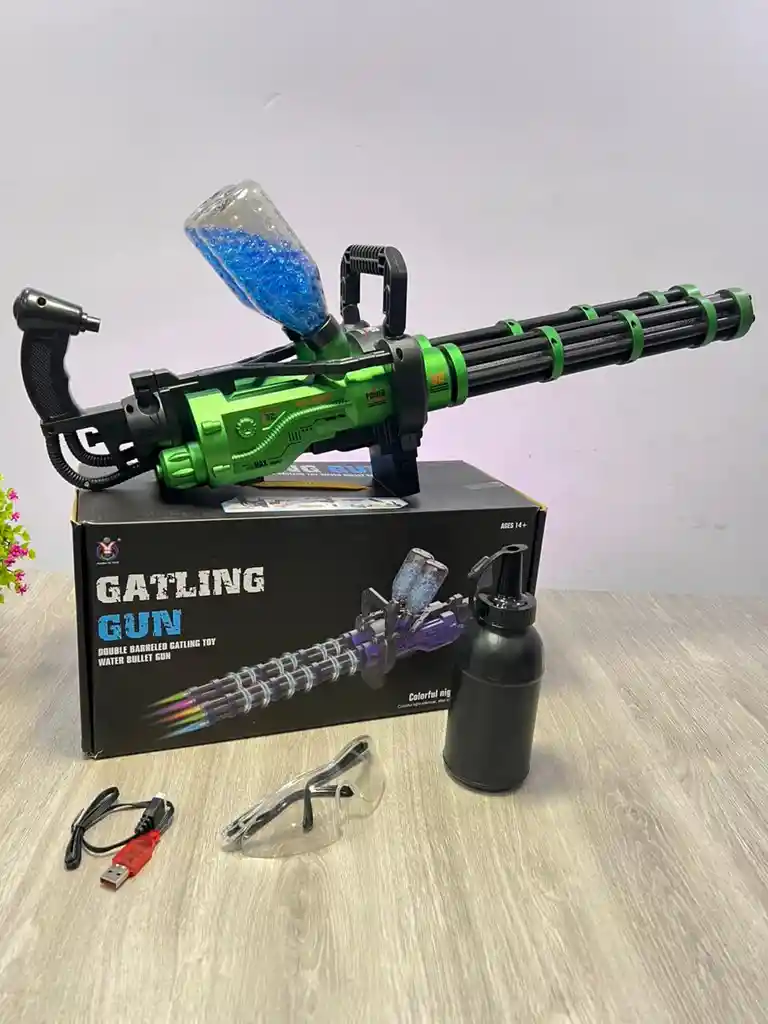 Pistola De Juguete Tipo Ametralladora Gatling Hidrogel