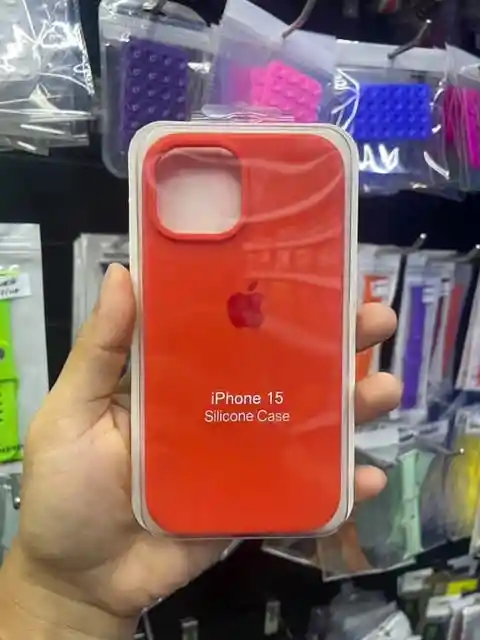 Iphone 15 | Color Naranja Intenso | Silicone Case | Rigido | Carcasa Protectora | Antihumedad