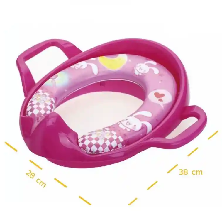 Reductor Adaptador Inodoro Acolchado Bebe Rosa Agarraderas