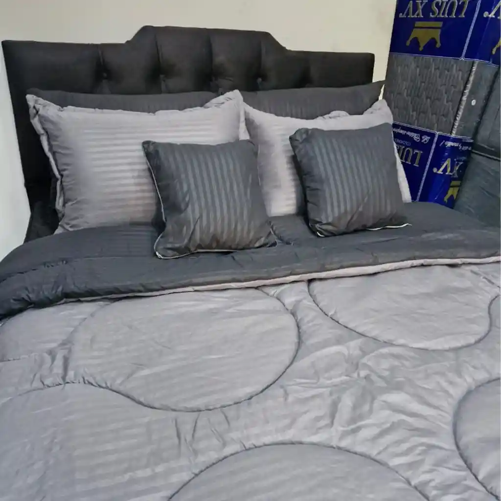 Cubrelecho Doble Negro-gris 5 Piezas