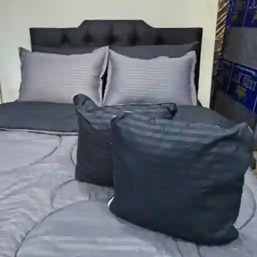 Cubrelecho Doble Negro-gris 5 Piezas