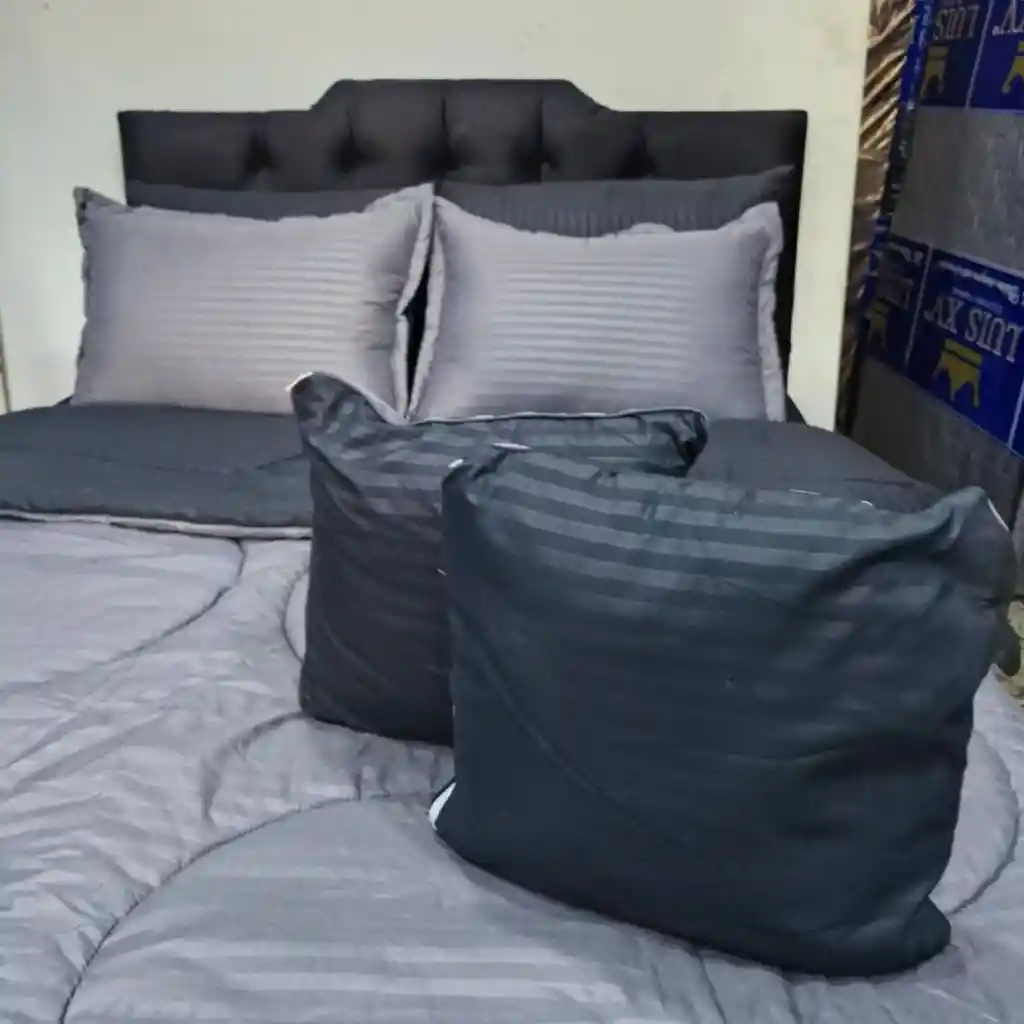 Cubrelecho Doble Negro-gris 5 Piezas