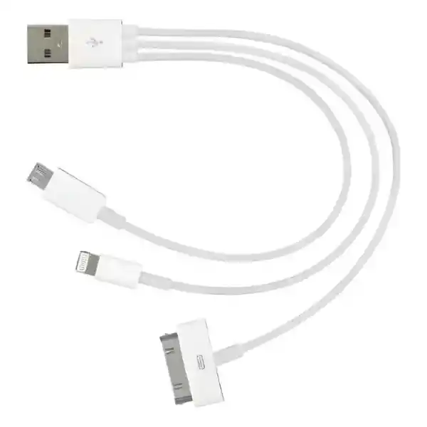 Cable Usb 3 En 1 – Lightning / Micro Usb / 30 Pines – Carga Y Transferencia Universal