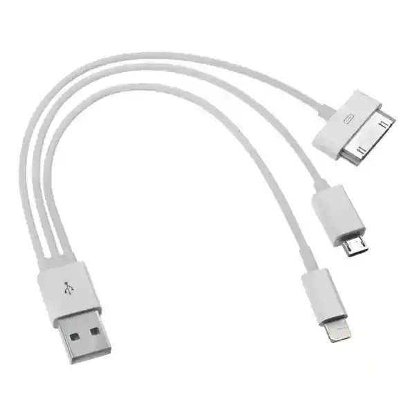 Cable Usb 3 En 1 – Lightning / Micro Usb / 30 Pines – Carga Y Transferencia Universal