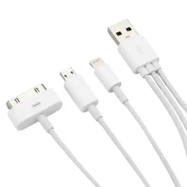 Cable Usb 3 En 1 – Lightning / Micro Usb / 30 Pines – Carga Y Transferencia Universal
