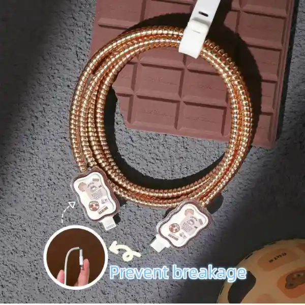 Protector Cargador Decorativo Estilo Kawaii Antidoblez Compatible Con Cable Apple 18w/20w