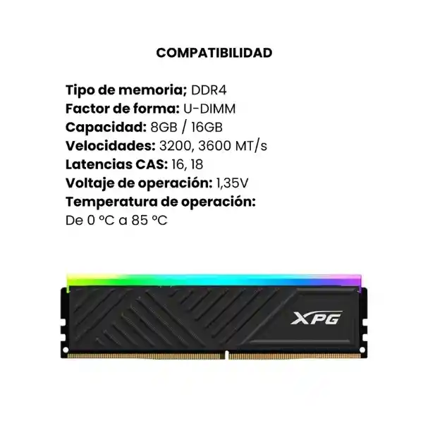 Memoria Ram Adata Xpg Spectrix D35 Ddr4 Rgb 32gb 3200mhz Color Negro