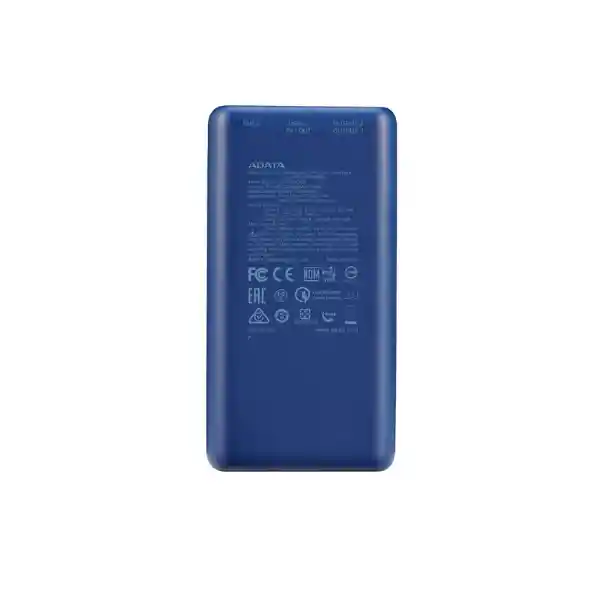 Power Bank Adata 20000mah Usb Qc Cargador Portátil Color Azul