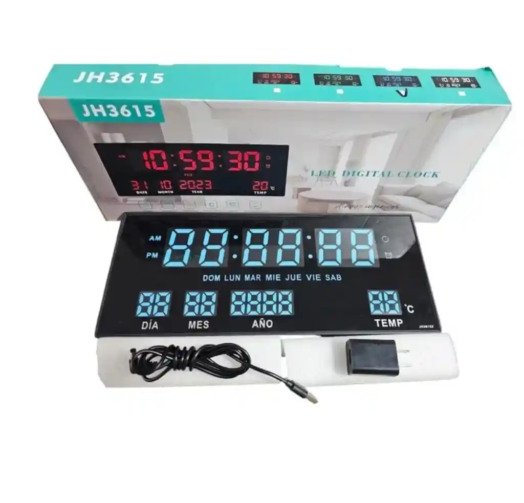 Reloj De Pared Reloj Digital Azul 36cm Led