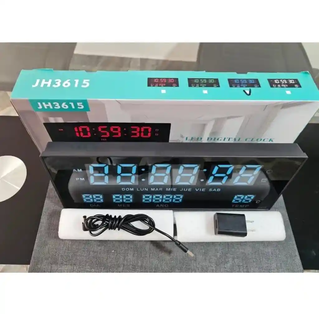 Reloj De Pared Reloj Digital Azul 36cm Led