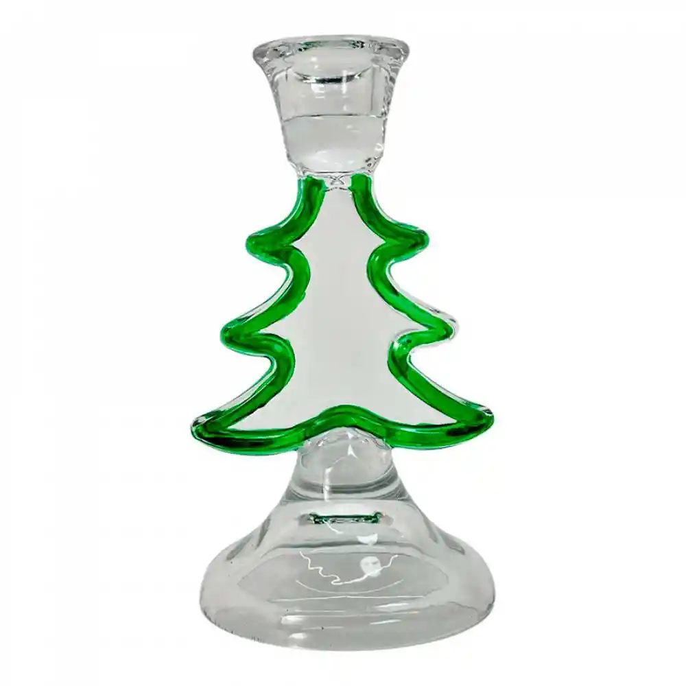 Portavela Santini Arbol 8x15cm Verde Vidrio