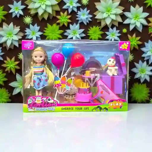 Juguete Muñeca Lorlian Set De Cumpleaños Con Accesorios