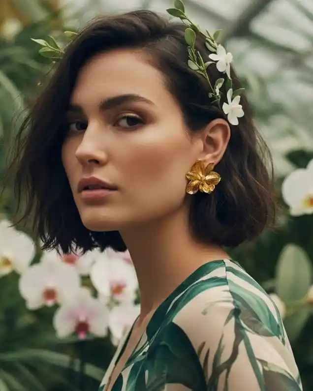 Aretes Topo Orquidea Vanda Baby