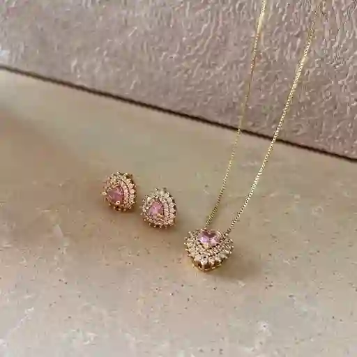 Set De Corazón Rosa