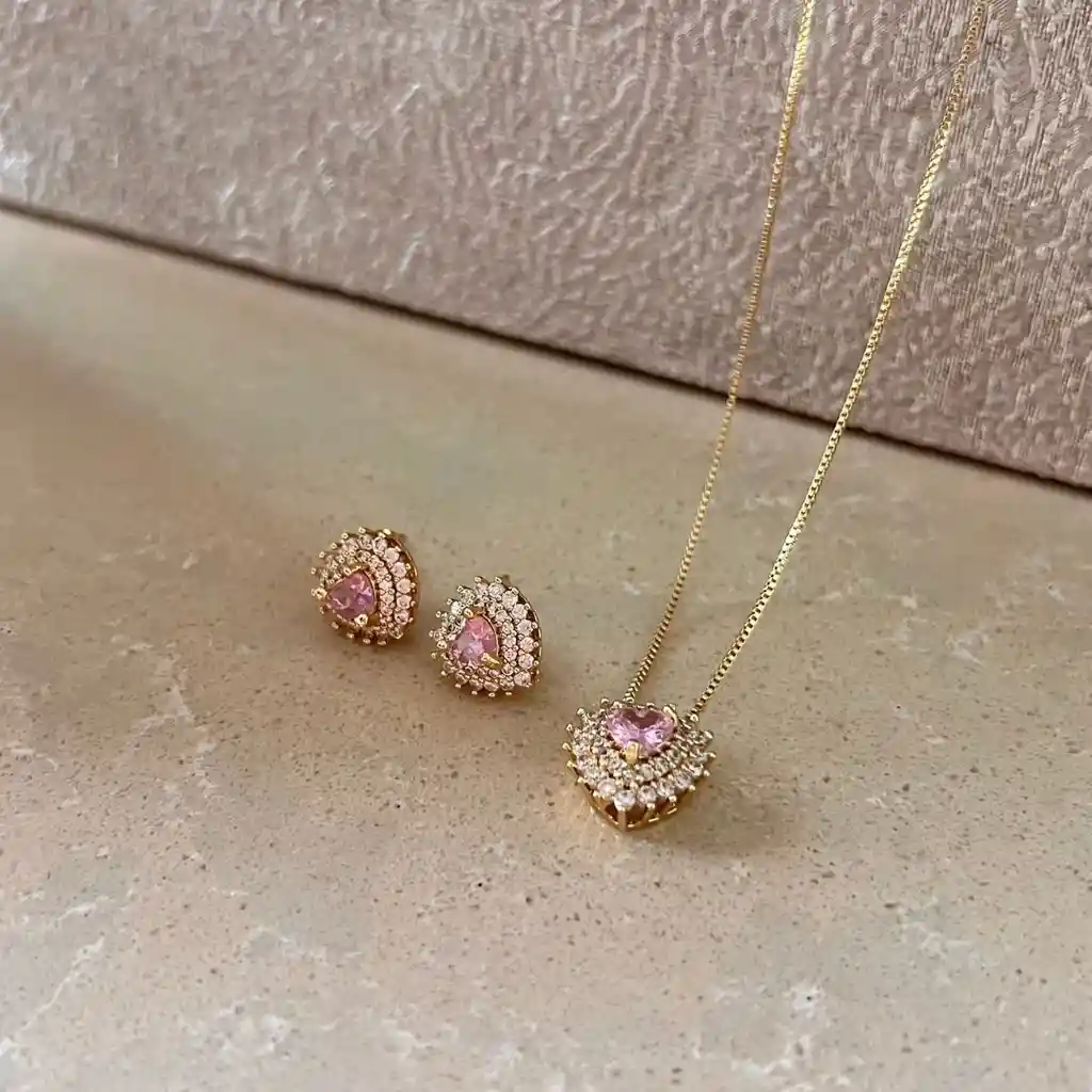 Set De Corazón Rosa