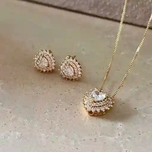 Set Corazón - Circón Transparente