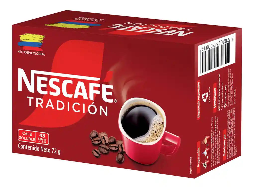 Café instantáneo NESCAFÉ Tradición 48 sobres x 72g