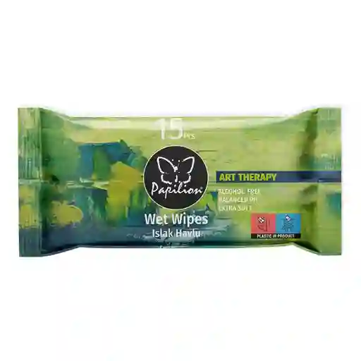 Papilion Toallitas Húmedas Art Therapy Green, Sin Alcohol, Libre De Parabenos, Extra Suaves Para Piel Sensible 15 Unidades