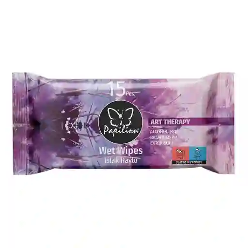 Papilion Toallitas Húmedas Art Therapy Violet, Sin Alcohol, Libre De Parabenos, Extra Suaves Para Piel Sensible 15 Unidades