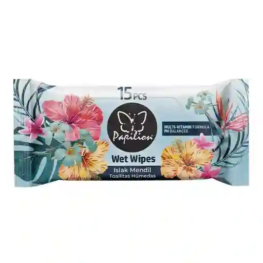 Papilion Toallitas Húmedas Para Bebé Flower Passion Blue, Fórmula Multivitamínica Ph Balanceado, Suaves Y Seguras 15 Unidades